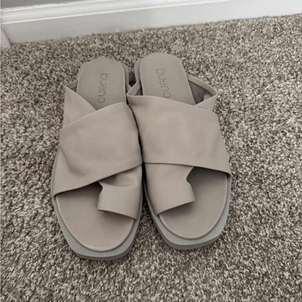 Anthropologie Women's Taupe Crossover Mules